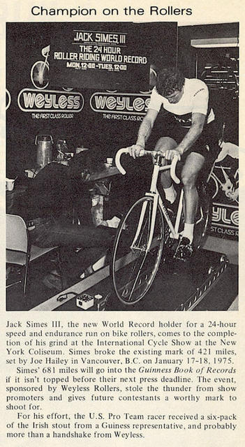 <------ Bicycling Magazine 04-1975 ------> World Indoor Roller Riding Record