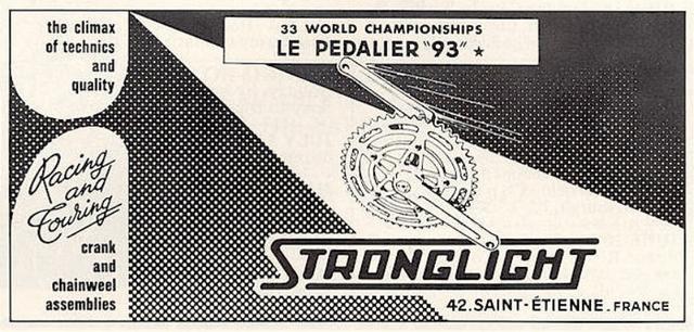 Stronglight series 93 crankset advertisement (06-1970)