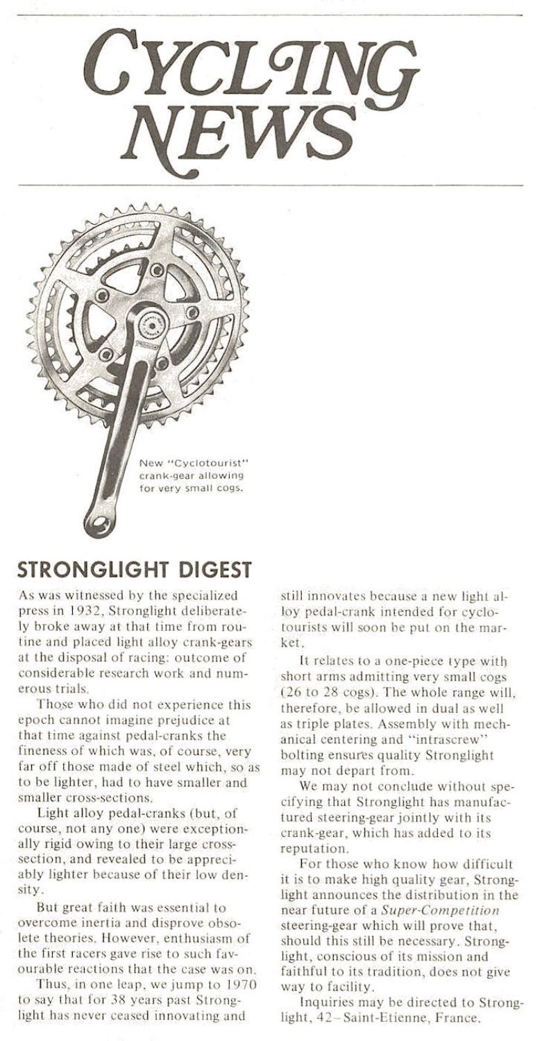 Stronglight product announcement (06-1971)