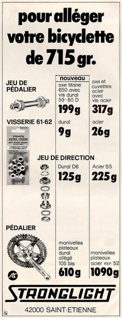 Stronglight alloy components advertisement (04-1977)