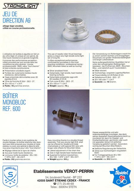 Stronglight headset / bottom bracket flyer (1984)