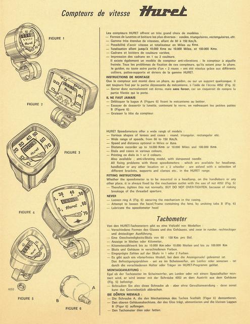 Huret speedometer / drive gear installation instructions (1974)