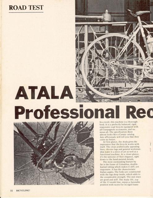 <------ Bicycling Magazine 08-1972 ------> Atala Professional