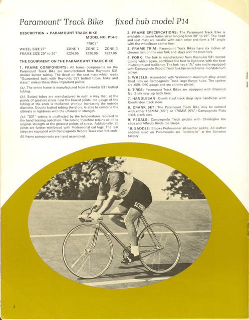 Schwinn Paramount / Sports Tourer / Super Sport catalog (1971)