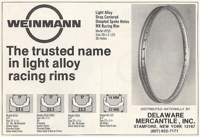 Weinmann alloy clincher rims advertisement (01-1976)