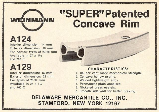 Weinmann Concave clincher rim advertisement (06-1977)