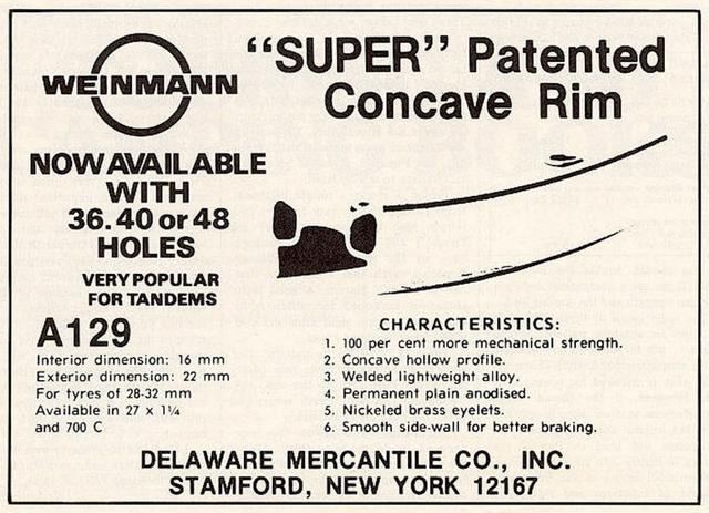 Weinmann Concave clincher rim advertisement (09-1977)