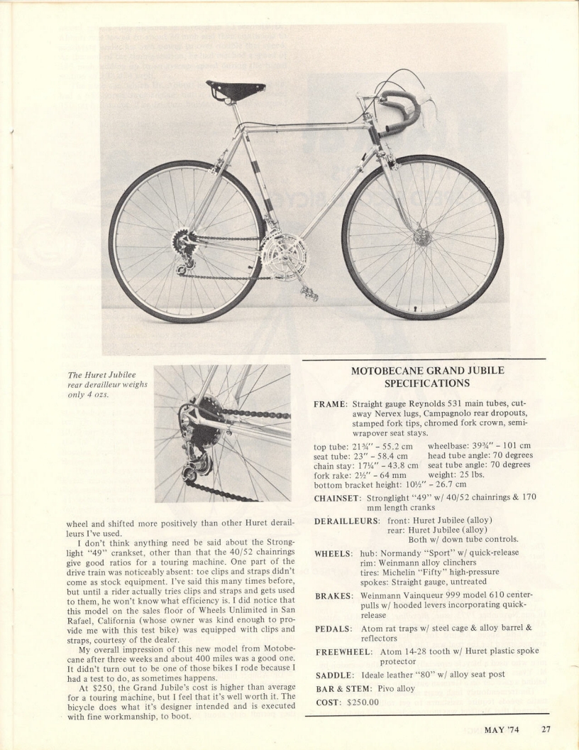 <---------- Bike World 05-1974 ----------> Motobecane Grand Jubile