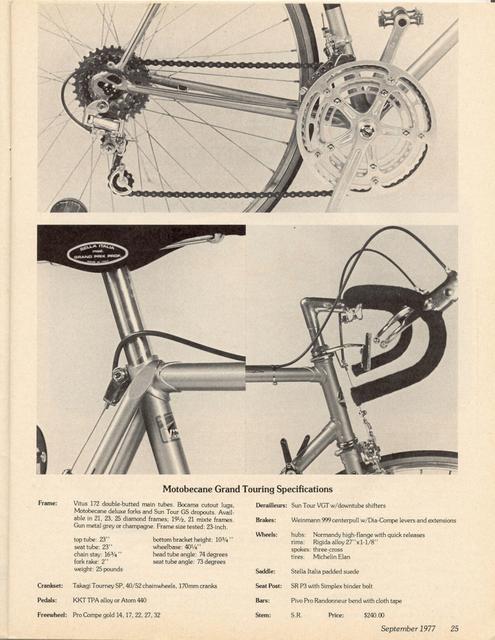 <------ Bicycling Magazine 09-1977 ------> Motobecane Grand Touring