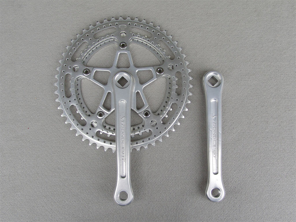 <------------------ SOLD ------------------> Stronglight 105 bis crankset - 42/53 double - 122 mm BCD (USED)