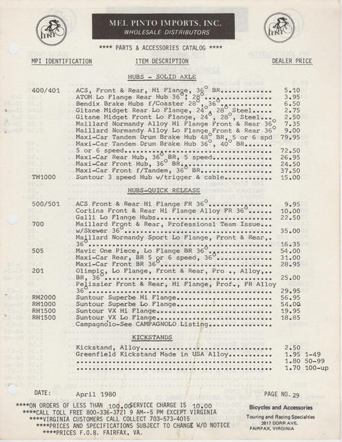 Mel Pinto Imports / MPI catalog (1980)