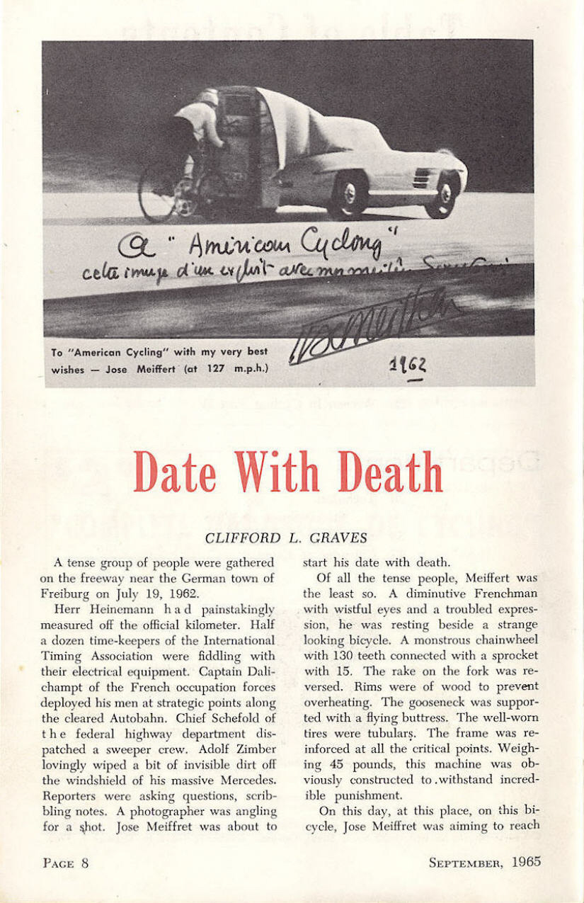 <------- American Cycling 09-1965 -------> Date With Death:  Jose Meiffret