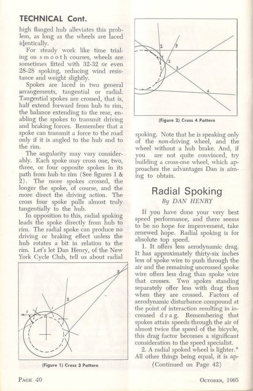 <------- American Cycling 10-1965 -------> Radial Or Tangent Spoking?