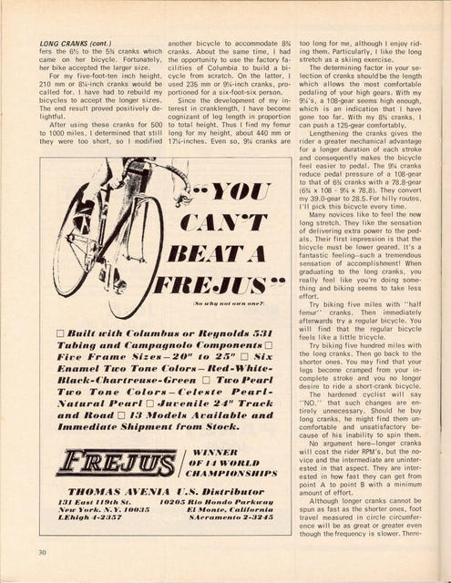 <------- Bicycling Magazine 08-1969 -------> The Long Crank