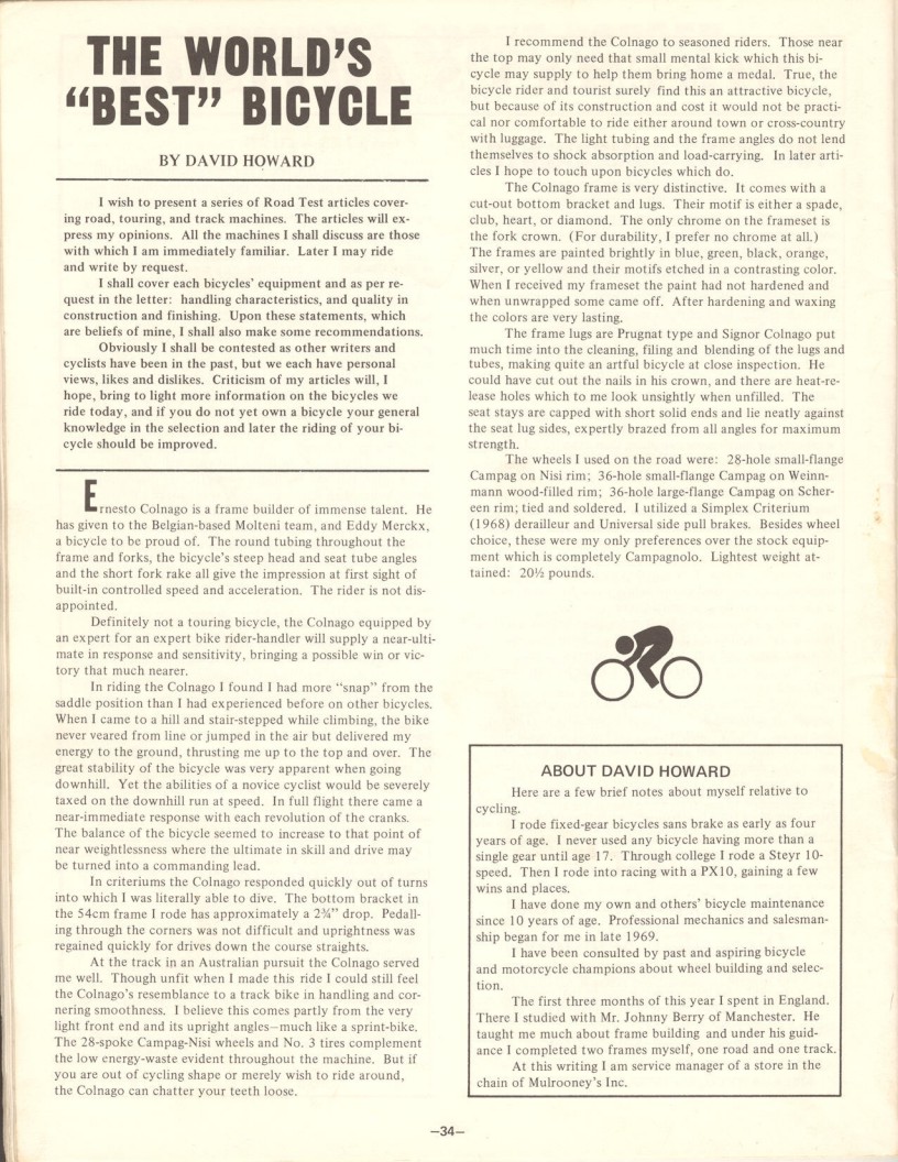 <---------- Bike World 08-1972 ----------> Colnago