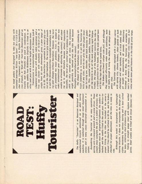 <------ Bicycling Magazine 07-1969 ------> Huffy Tourister