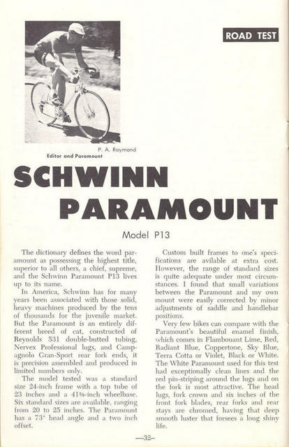 <------- American Cycling 06-1965 -------> Schwinn Paramount P-13