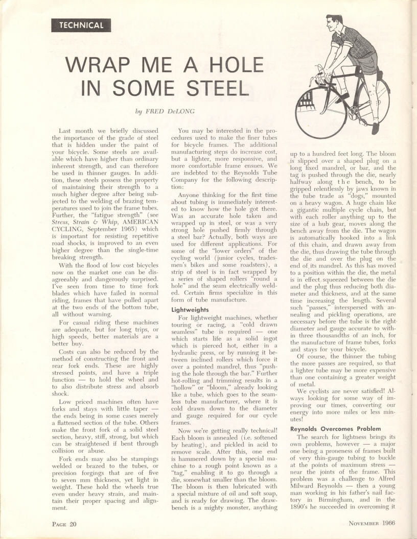 <------- American Cycling 11-1966 -------> Wrap Me A Hole In Some Steel