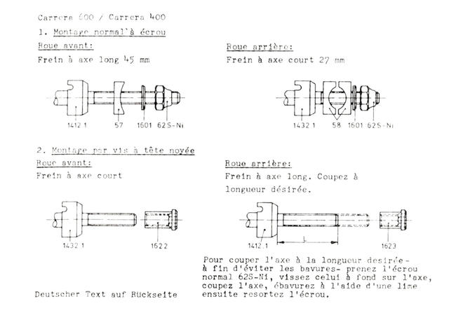 Weinmann Carrera brake caliper center bolt fittings (1981)