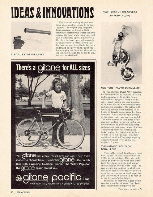 <------ Bicycling Magazine 03-1975 ------> new Huret Allvit rear derailleur