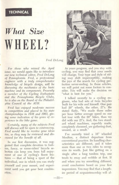 <------- American Cycling 05-1965 -------> What Size Wheel?