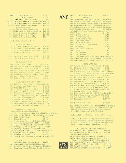 Hi-E parts list / price list (01-1979)
