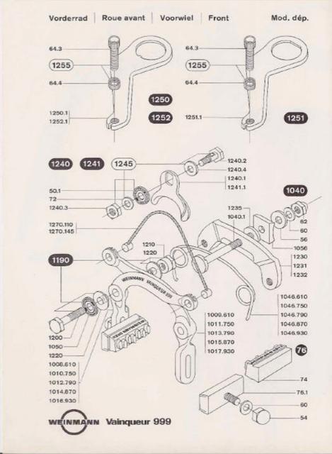 Weinmann Vainqueur 999 brake caliper instructions (1964)