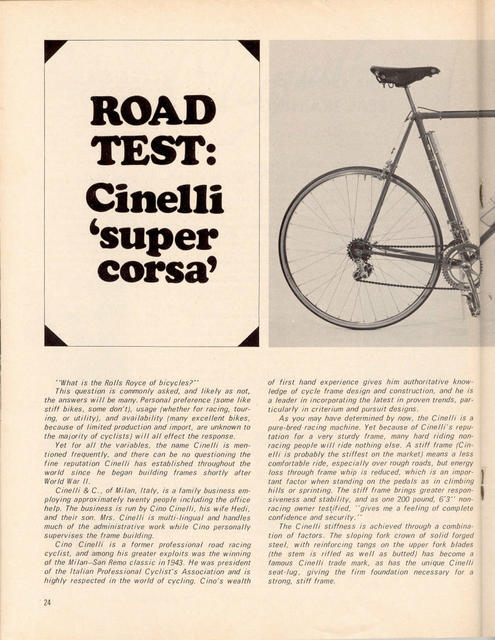 <------ Bicycling Magazine 04-1969 ------> Cinelli Super Corsa
