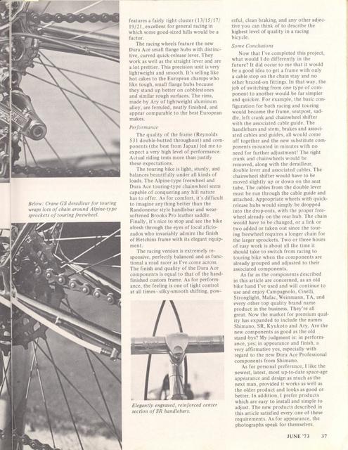 <------ Bicycling Magazine 06-1973 ------> Hetchin's Racing / Touring