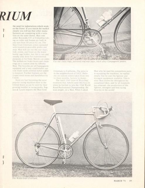 <------ Bicycling Magazine 03-1971 ------> Masi Gran Criterium