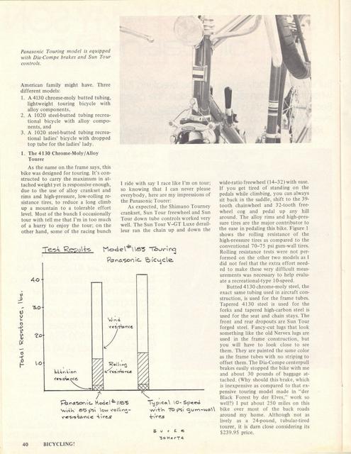 <------ Bicycling Magazine 06-1974 ------> Panasonic Model Line