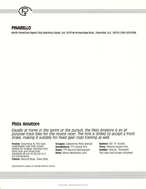 Pinarello catalog (1985)