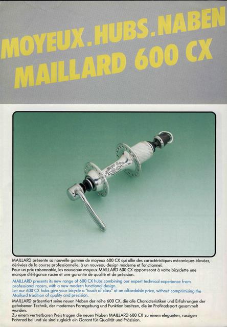 Maillard 600 CX hubset catalog (1985)