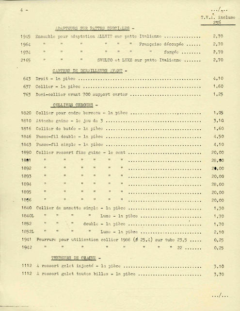 Huret price list (11-1970)