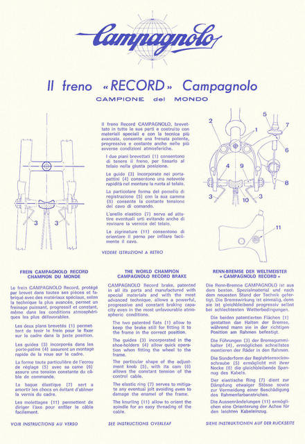 Campagnolo Record brakeset instructions (1973)