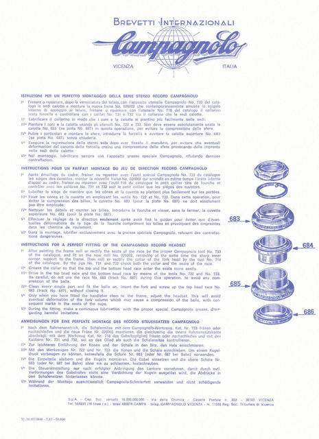 Campagnolo Record headset instructions (07-1982)