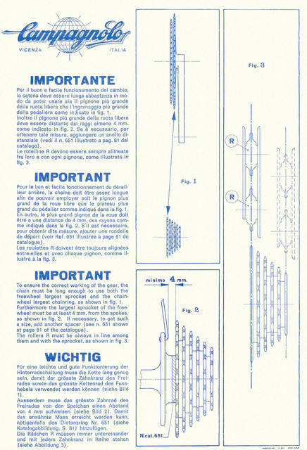 Campagnolo Record rear derailleur instructions (01-1982)