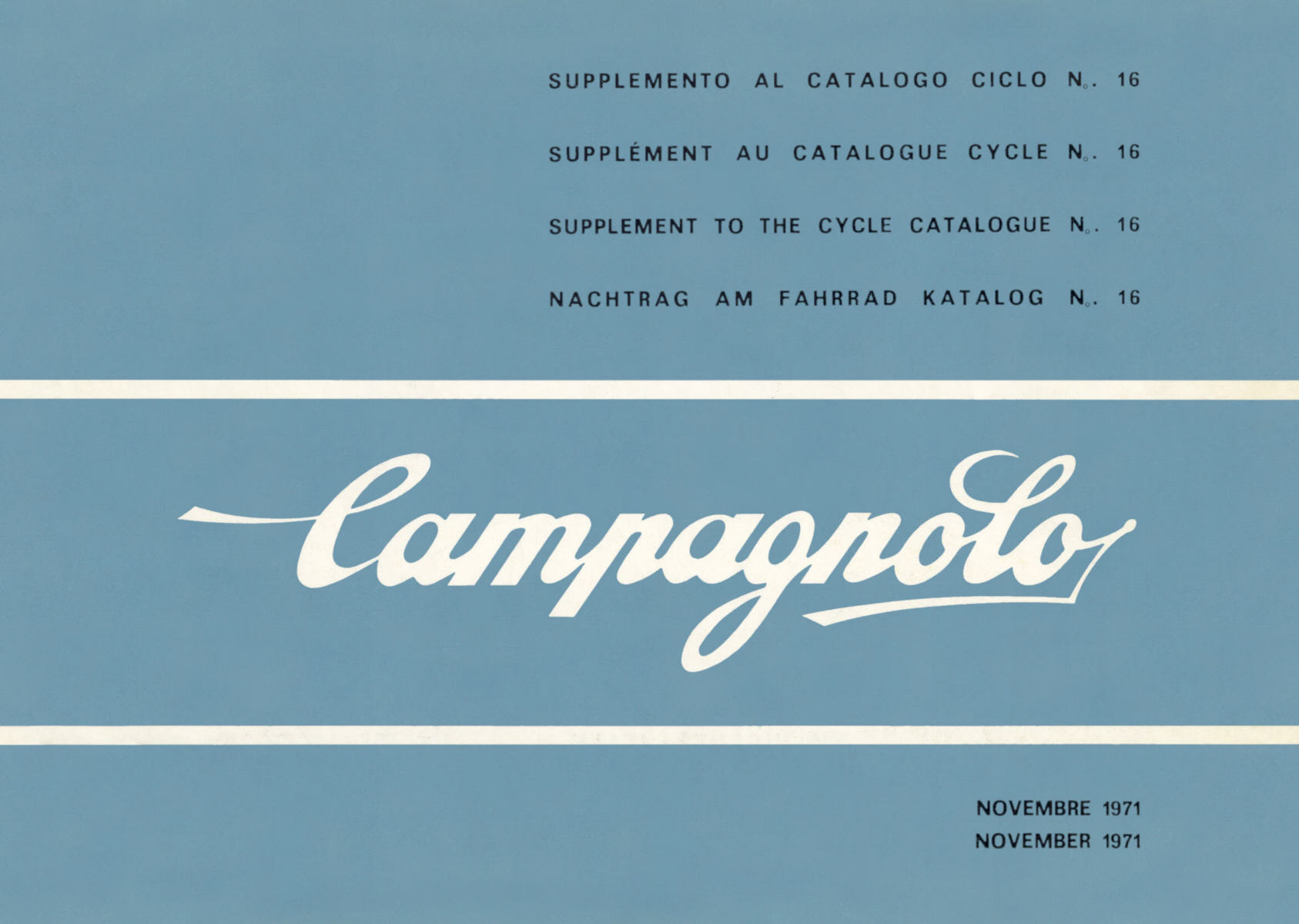 Campagnolo catalog # 16 - supplement (11-1971)