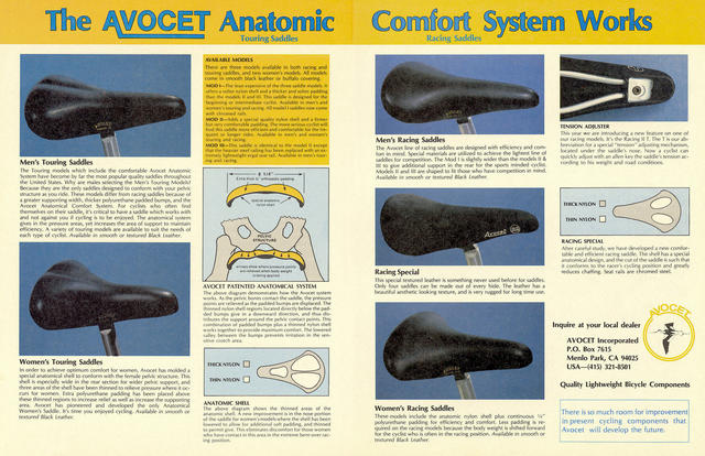 Avocet Racing / Touring / Women's saddle advertisement (07-1979)