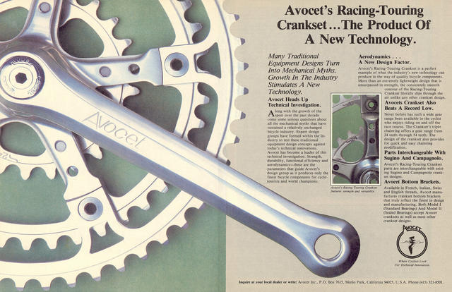 Avocet crankset advertisement (06-1980)