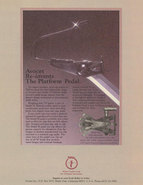 Avocet pedal advertisement (12-1980)