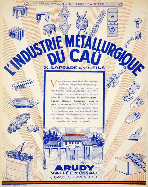 Usines Laprade / Arudy advertisement (1927)