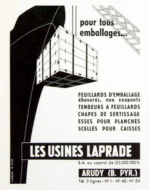 Usines Laprade / Arudy advertisement (1956)