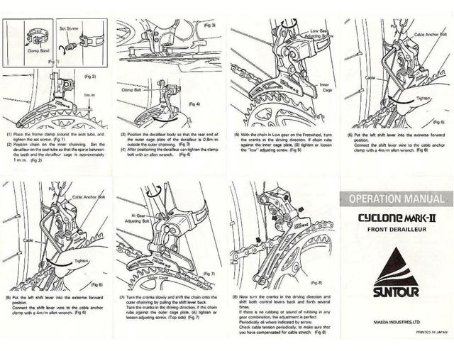 SunTour Cyclone Mark II front derailleur operations manual (1984)