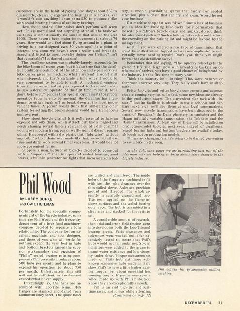 <------ Bicycling Magazine 12-1974 ------> New Ideas, New Products