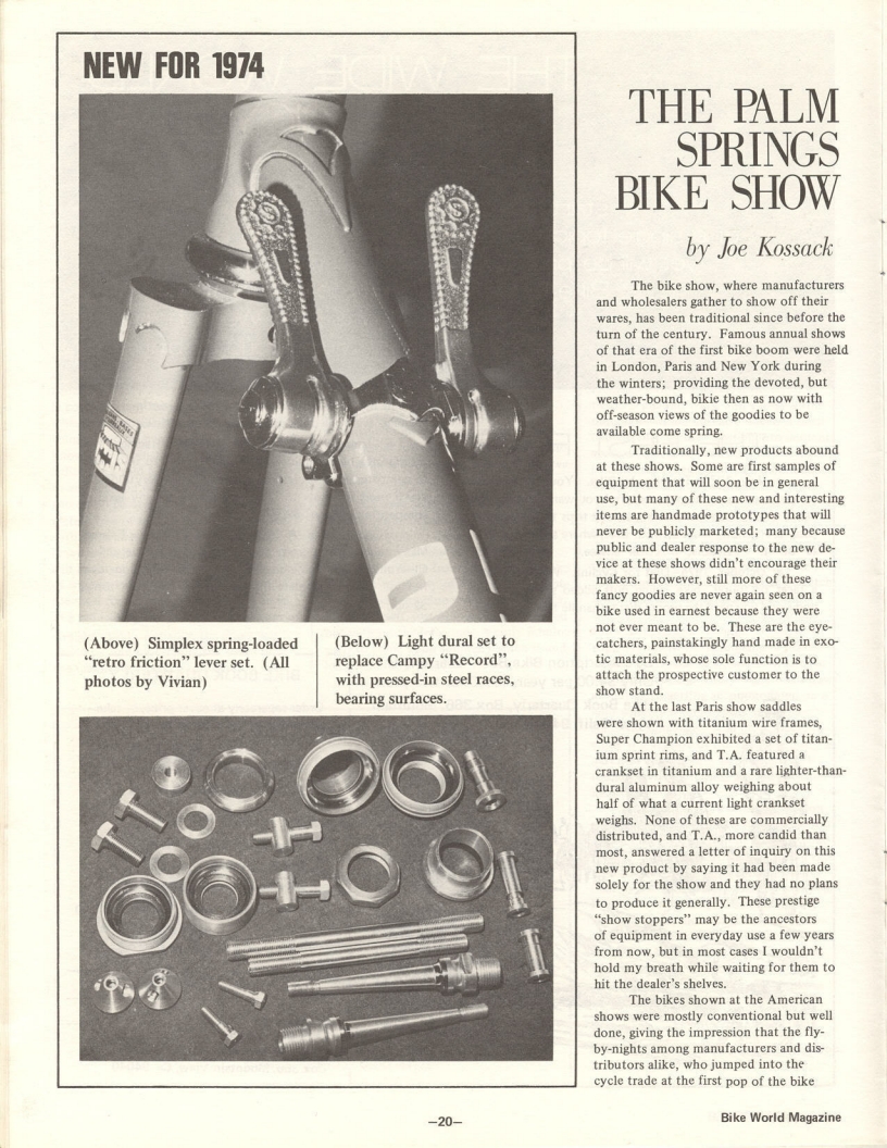 <---------- Bike World 05-1974 ----------> 1974 Palm Springs Bike Show