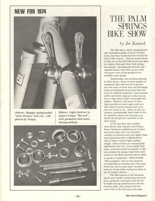 <---------- Bike World 05-1974 ----------> 1974 Palm Springs Bike Show