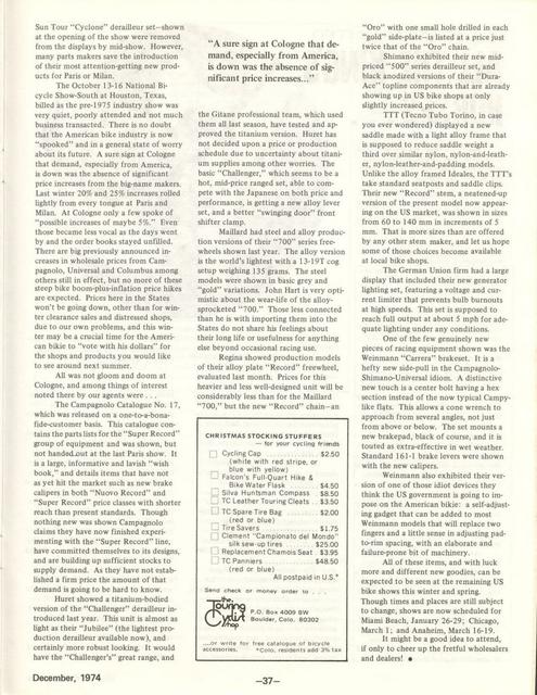 <-------- Bike World 12-1974 --------> 1974 Cologne Bicycle Show