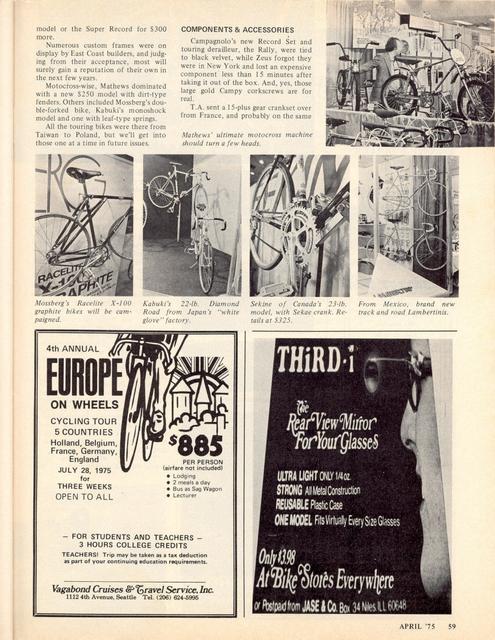 <------ Bicycling Magazine 04-1975 ------> 1975 Miami Bicycle Dealers Association Show  / 1975 New York City Cycle Show