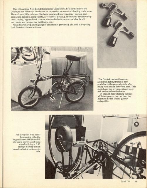 <------ Bicycling Magazine 05-1977 ------> 1977 New York City Cycle Show